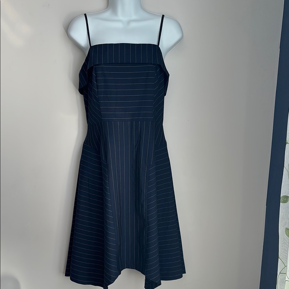 Elegant navy blue Striped Dress